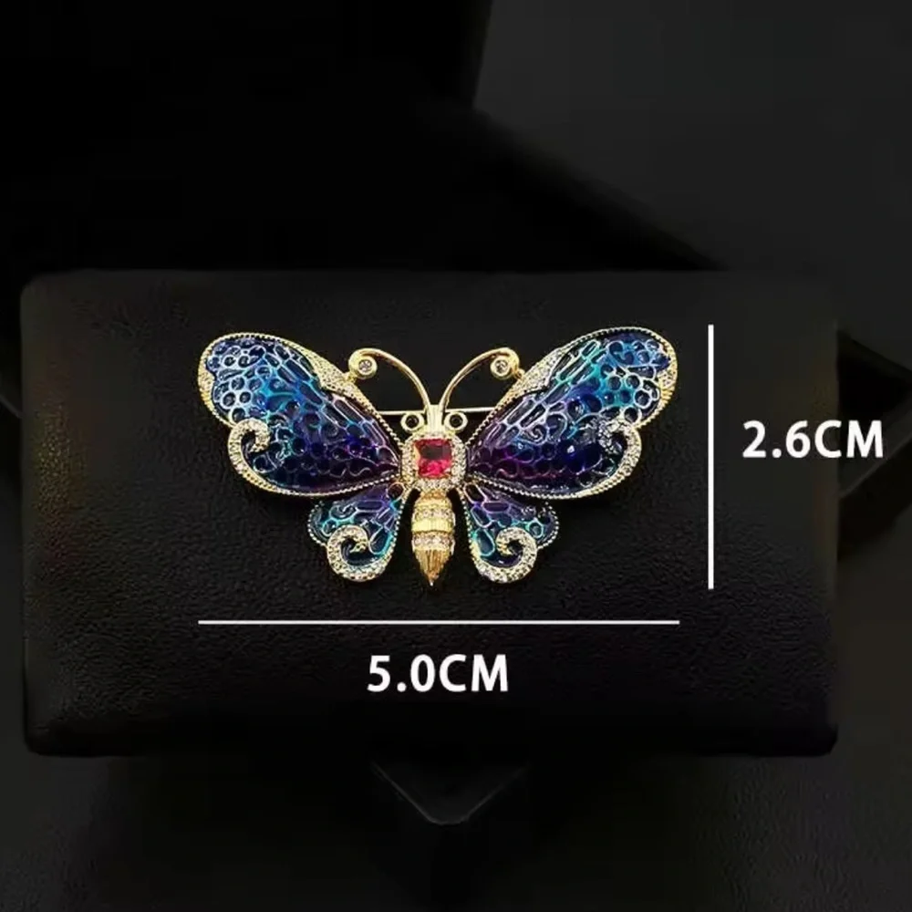 Luxury Elegant Blue Gold Butterfly Brooch